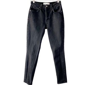 Reformation Denim Skinny French High Rise Button Fly Charcoal Black in Thames 26